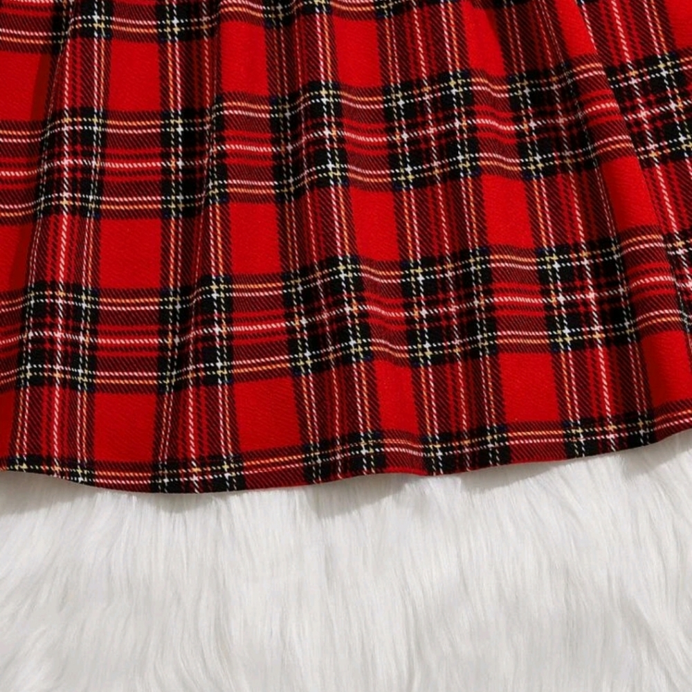 Girl's Red Plaid Dress - Picture 5 of 6